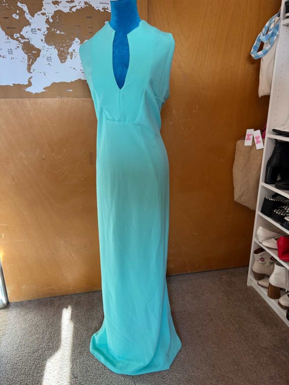 PUG x Elizabeth Claire Taylor Aqua Sleeveless Maxi Dress